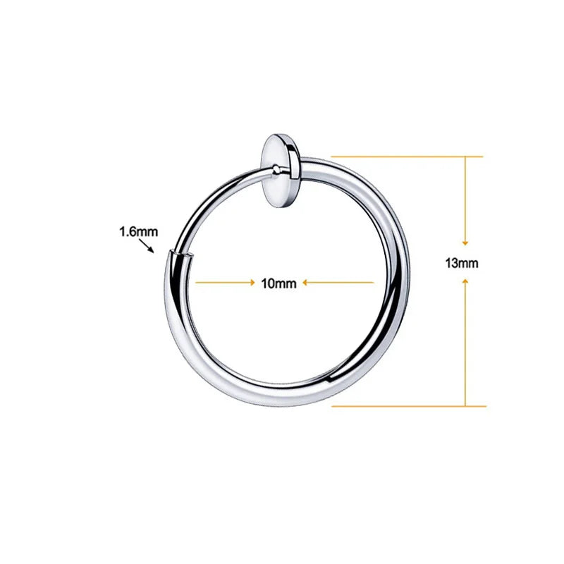 1Pc Punk Steel-color Stainless Steel Painless Ear Clip Earrings For Men/Women Street Pop Non Piercing Fake Earrings Jewelry Gift