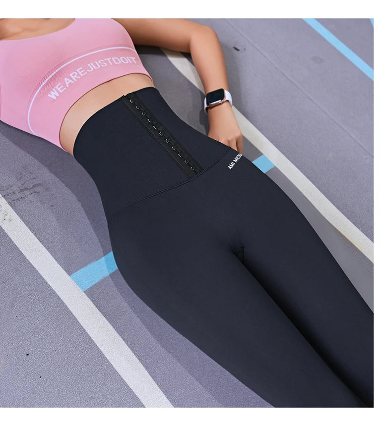 Fitness Women Corset Push Hip Postpartum High Waist Yoga Pants Workout Seamless Leggings Sportswear Gym Running Training Tights