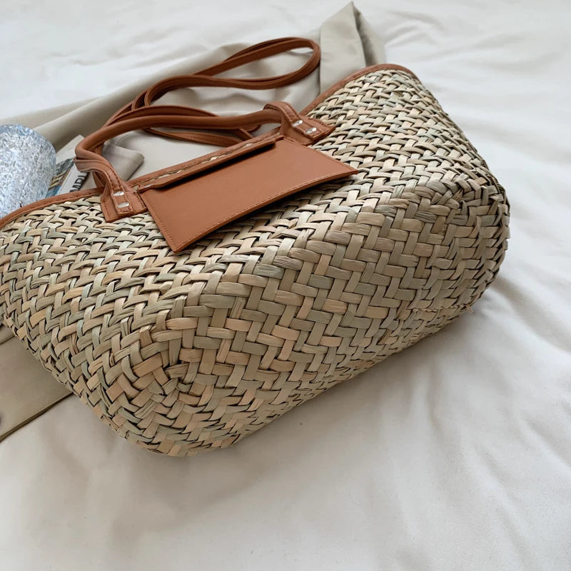 High Quality Women Straw Summer Handbags Fashion Ladies Shoulder Messenger Bags Designer Female Large Capacity Tote Beach Bag