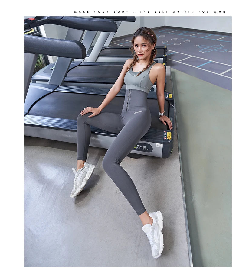Fitness Women Corset Push Hip Postpartum High Waist Yoga Pants Workout Seamless Leggings Sportswear Gym Running Training Tights