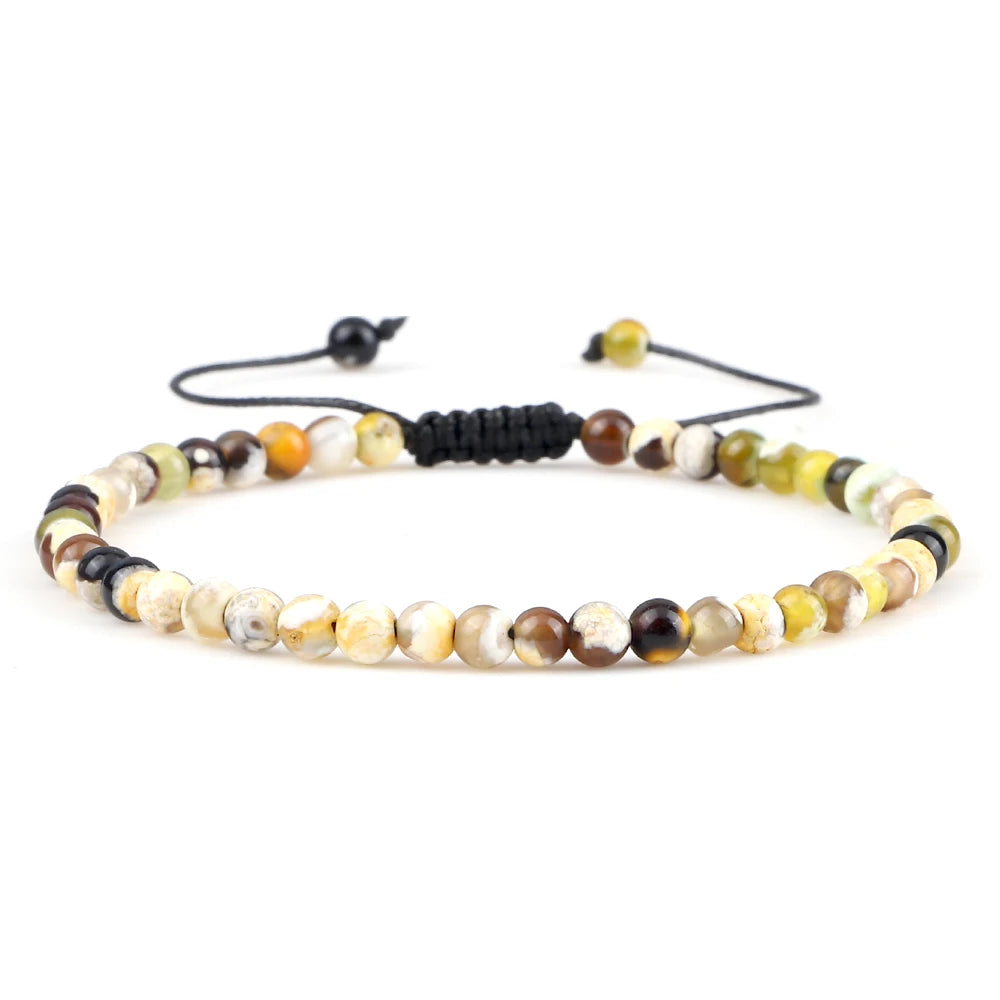 Adjustable 4mm Chakra Beads Bracelet Mini Natural Stone Agats Lava Tiger Eye Beaded Bracelets & Bangles Women Men Gift Jewelry