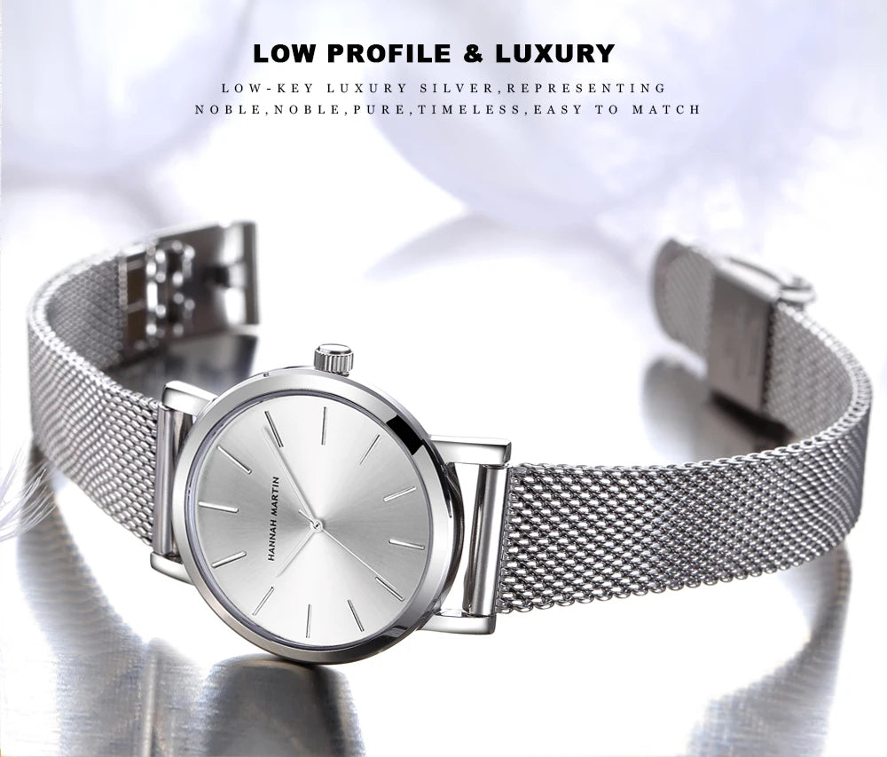 HANNAH MARTIN Brand Quality Stainless Steel Japan Quartz Movement Waterproof Women 36mm Full Rose Gold Ladies Dropshipping Watch