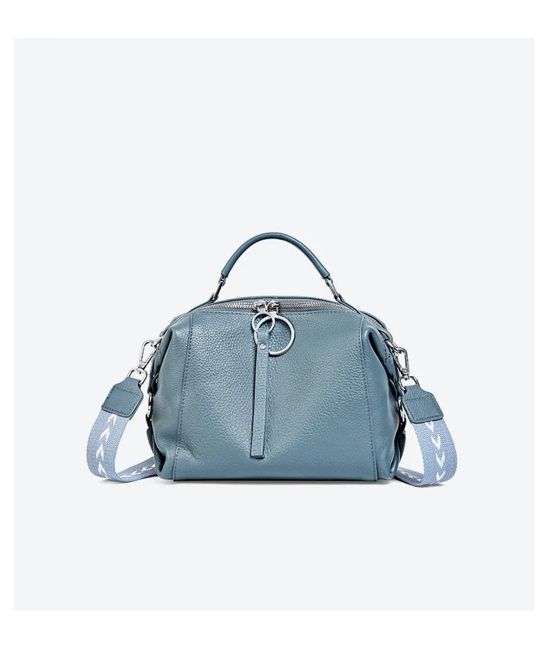 Zency Hot Selling Fashion Brand Handbag Genuine Leather Shoulder Bag For Women Elegant Small Tote Bag White Khaki BlackCrossbody