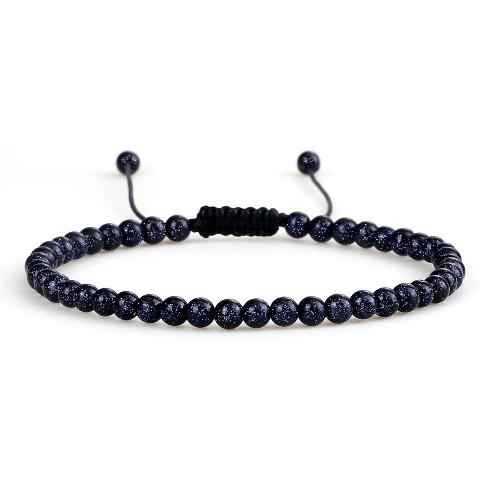 Adjustable 4mm Chakra Beads Bracelet Mini Natural Stone Agats Lava Tiger Eye Beaded Bracelets & Bangles Women Men Gift Jewelry