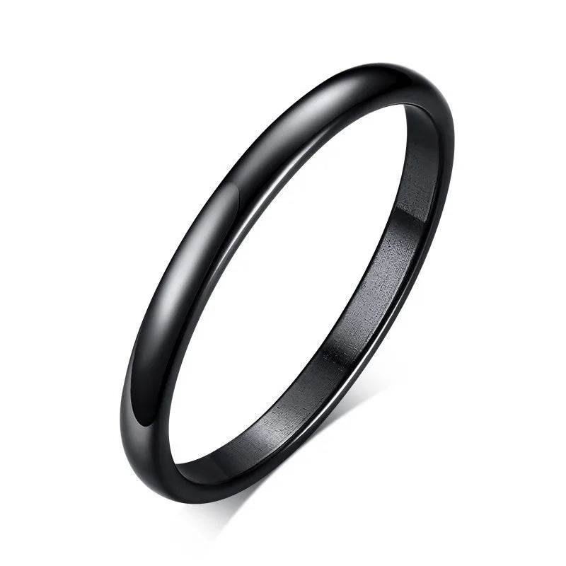 2MM Thin Classic Dome Ring - Stainless Steel Wedding Band Men Women