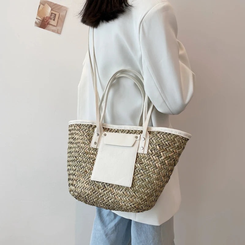 High Quality Women Straw Summer Handbags Fashion Ladies Shoulder Messenger Bags Designer Female Large Capacity Tote Beach Bag