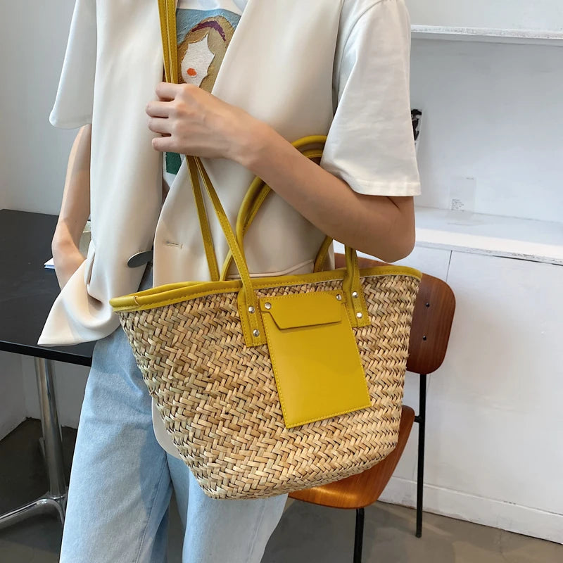 High Quality Women Straw Summer Handbags Fashion Ladies Shoulder Messenger Bags Designer Female Large Capacity Tote Beach Bag