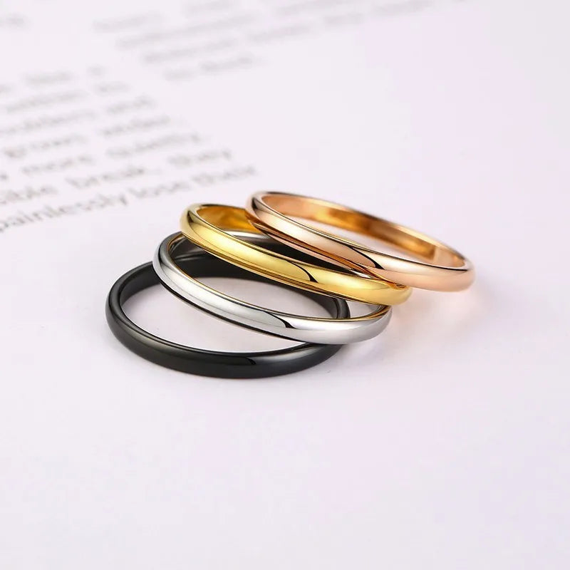 2MM Thin Classic Dome Ring - Stainless Steel Wedding Band Men Women