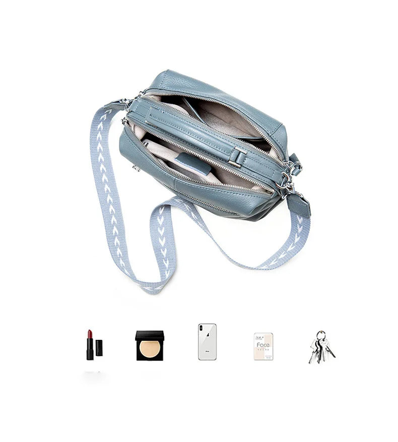 Zency Hot Selling Fashion Brand Handbag Genuine Leather Shoulder Bag For Women Elegant Small Tote Bag White Khaki BlackCrossbody