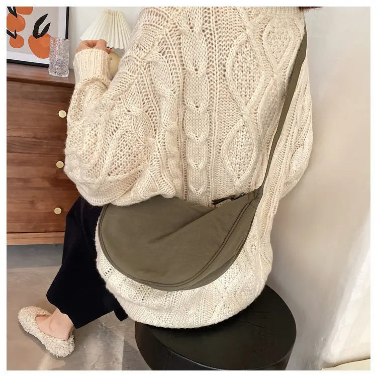 Simple Design Women's Messenger Bag Fashion Ladies Nylon Hobos Small Shoulder Bags Vintage Female Girls Purse Cloth Handbags