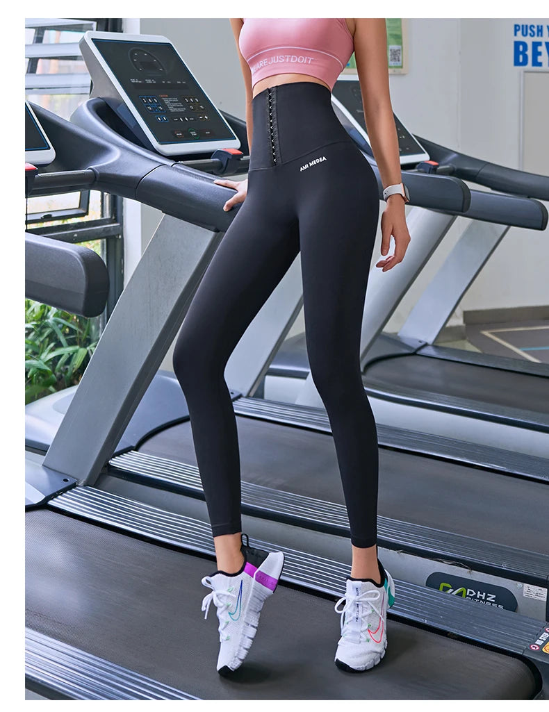 Fitness Women Corset Push Hip Postpartum High Waist Yoga Pants Workout Seamless Leggings Sportswear Gym Running Training Tights