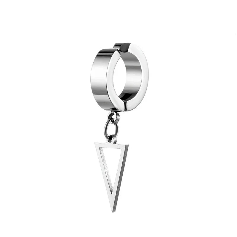 1Pc Punk Steel-color Stainless Steel Painless Ear Clip Earrings For Men/Women Street Pop Non Piercing Fake Earrings Jewelry Gift