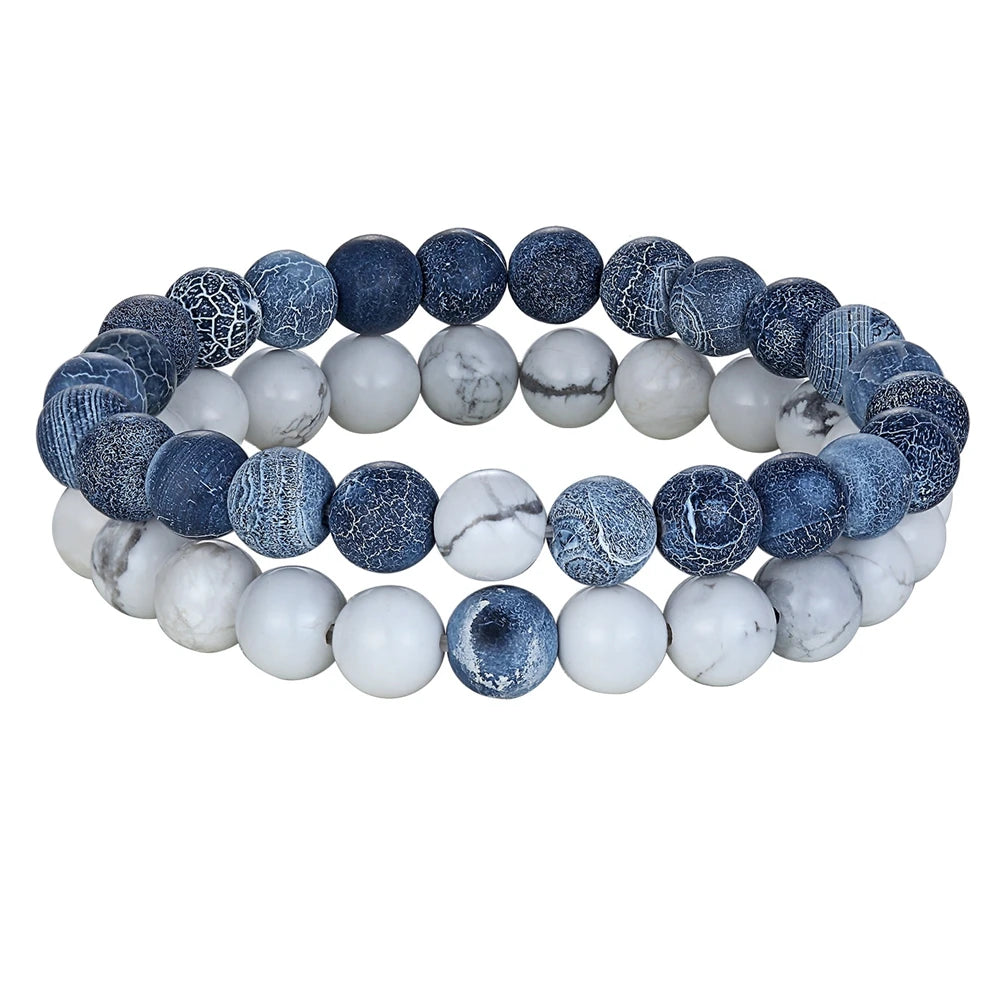 XQNI Various Combination Styles Beaded Bracelets For Men & Women For Couples Jewelry Stretch Elastic Rope DIY Birthday Gift Box