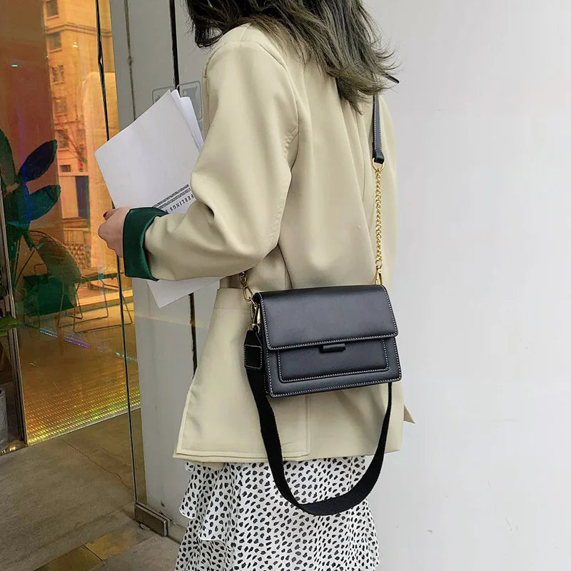 Contrast Color Leather Shoulder Bags For Women New Travel Crossbody Bag  Fashion Simple Shoulder Bag Ladies Flap Bag Handbag