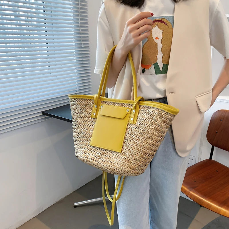 High Quality Women Straw Summer Handbags Fashion Ladies Shoulder Messenger Bags Designer Female Large Capacity Tote Beach Bag