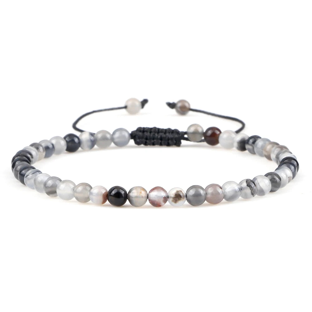 Adjustable 4mm Chakra Beads Bracelet Mini Natural Stone Agats Lava Tiger Eye Beaded Bracelets & Bangles Women Men Gift Jewelry
