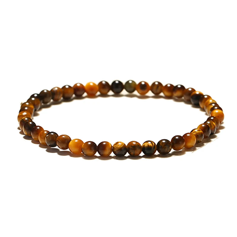 4mm Small Stone Bracelet For Women Men High Quality Map Lava Tiger Eyes Beaded Braclet Yoga Charm Braslet Accessories Jewelry