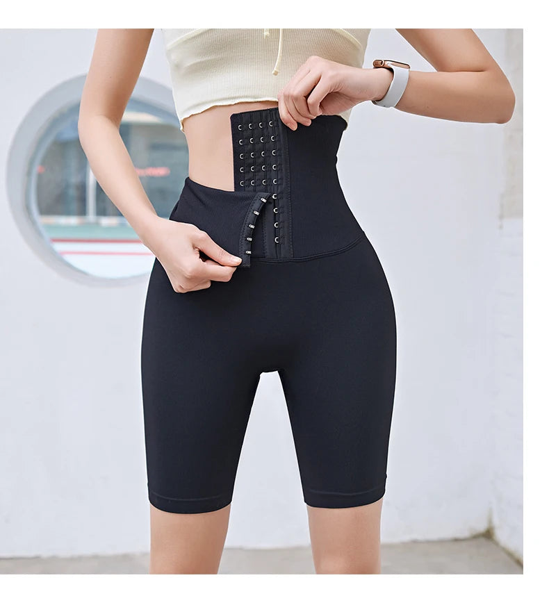 Fitness Women Corset Push Hip Postpartum High Waist Yoga Pants Workout Seamless Leggings Sportswear Gym Running Training Tights