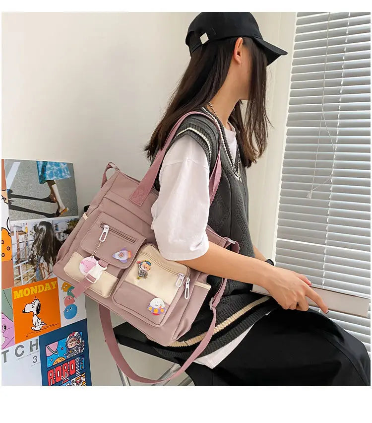 Waterproof Canvas Women Handbags Shoulder Bags Nylon Ladies Tote Messenger Bag Oxford Handbag Crossbody Bags for Girls Satchels