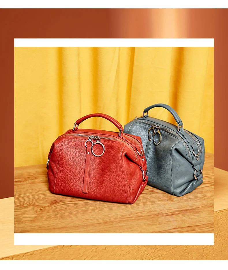 Zency Hot Selling Fashion Brand Handbag Genuine Leather Shoulder Bag For Women Elegant Small Tote Bag White Khaki BlackCrossbody