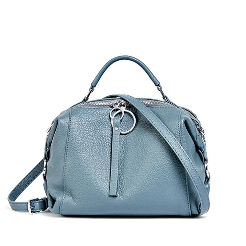 Zency Hot Selling Fashion Brand Handbag Genuine Leather Shoulder Bag For Women Elegant Small Tote Bag White Khaki BlackCrossbody