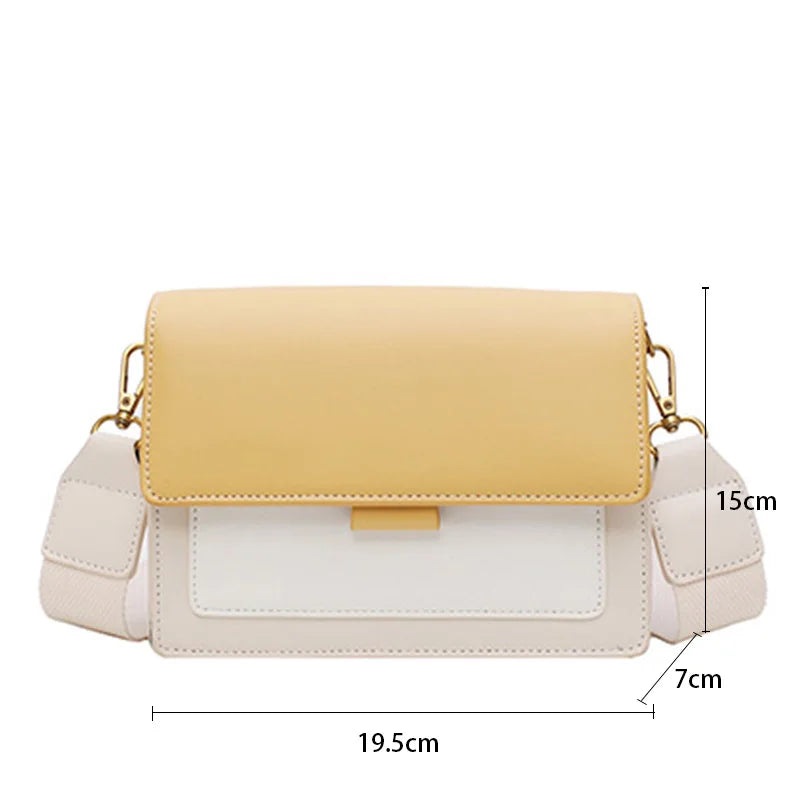 Contrast Color Leather Shoulder Bags For Women New Travel Crossbody Bag  Fashion Simple Shoulder Bag Ladies Flap Bag Handbag