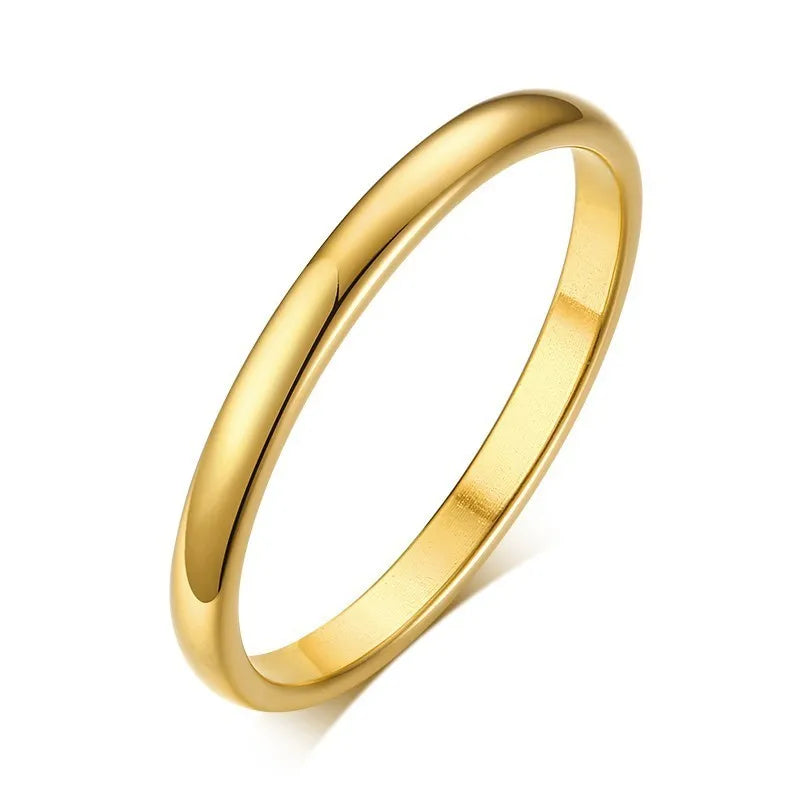 2MM Thin Classic Dome Ring - Stainless Steel Wedding Band Men Women