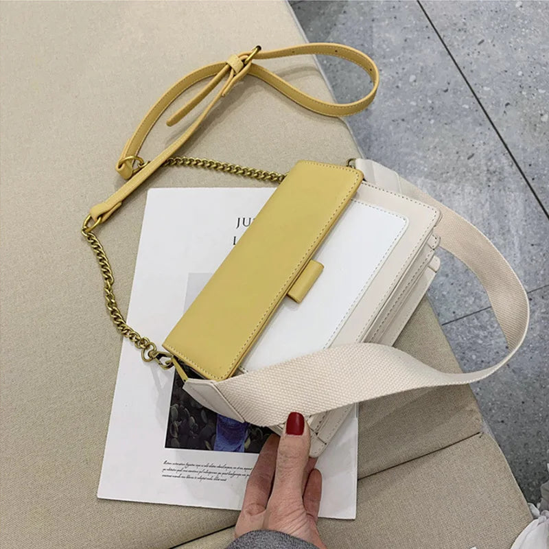 Contrast Color Leather Shoulder Bags For Women New Travel Crossbody Bag  Fashion Simple Shoulder Bag Ladies Flap Bag Handbag