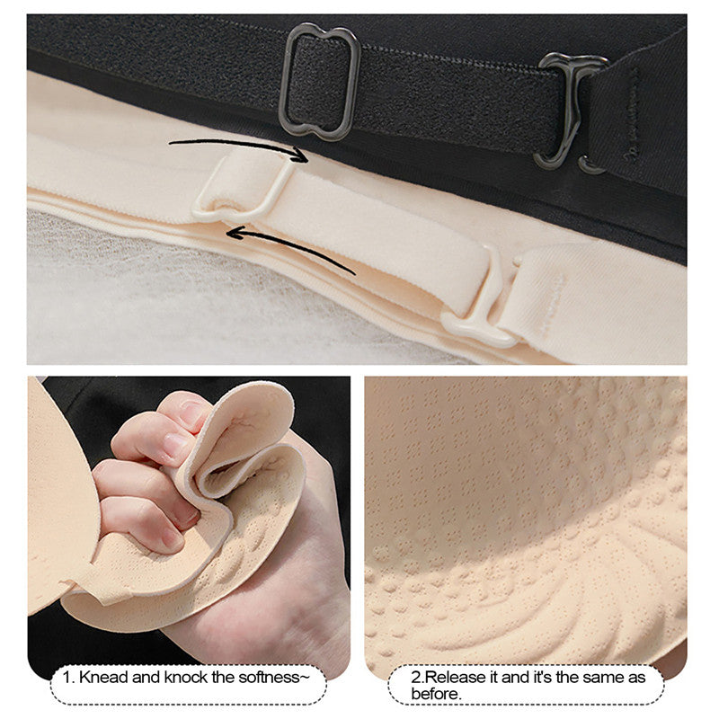 Women Invisible Bra Deep U Plunge Bras Backless Top for Dresses Sexy Lingerie with Transparent Strap Push Up Strapless Underwear