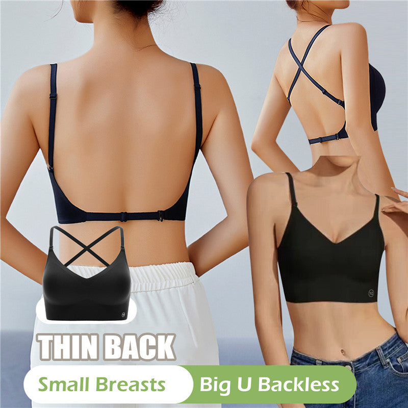 Women Invisible Bra Deep U Plunge Bras Backless Top for Dresses Sexy Lingerie with Transparent Strap Push Up Strapless Underwear