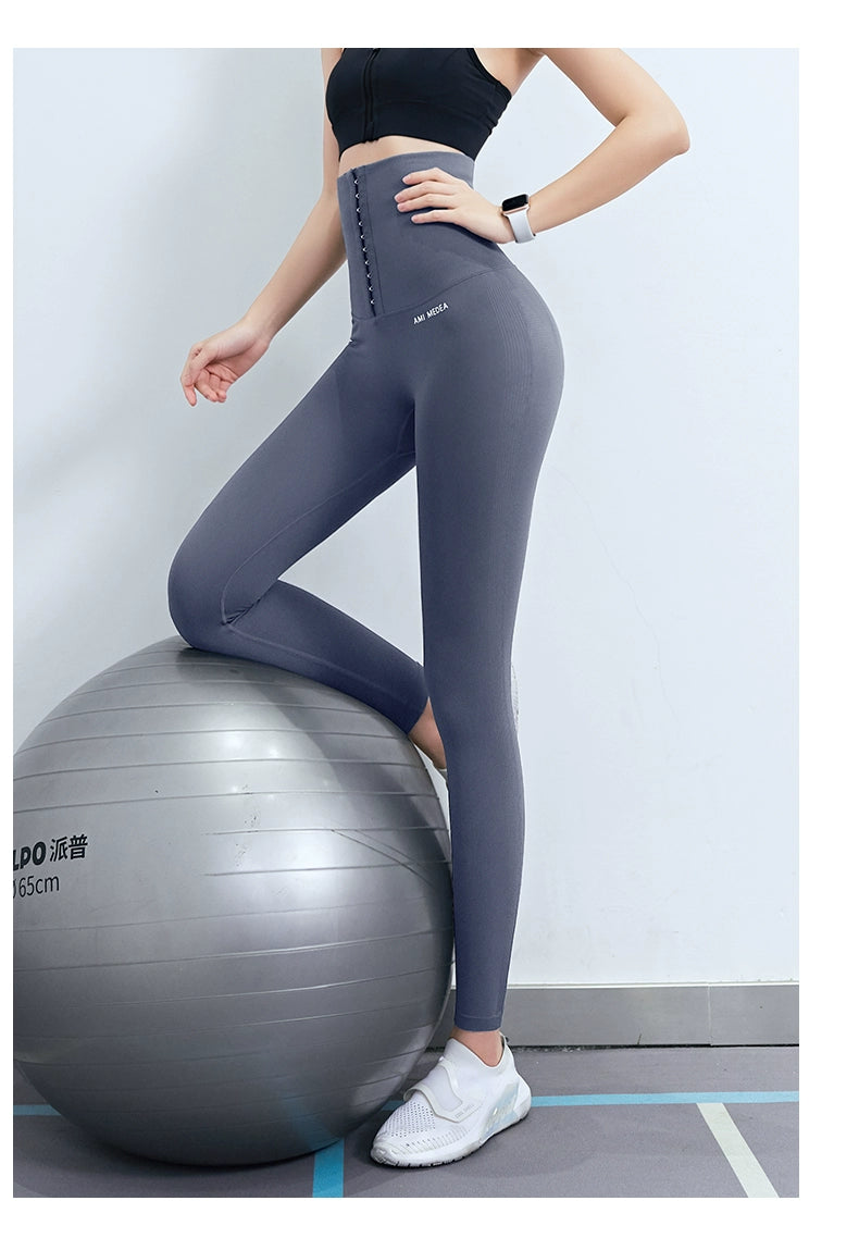 Fitness Women Corset Push Hip Postpartum High Waist Yoga Pants Workout Seamless Leggings Sportswear Gym Running Training Tights