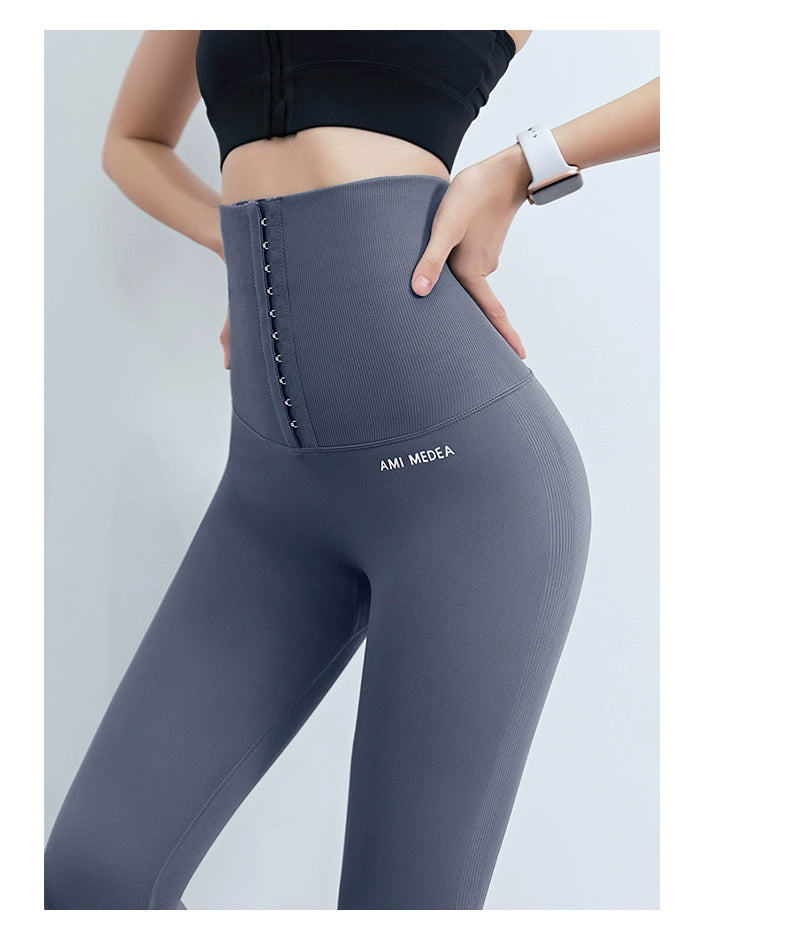 Fitness Women Corset Push Hip Postpartum High Waist Yoga Pants Workout Seamless Leggings Sportswear Gym Running Training Tights