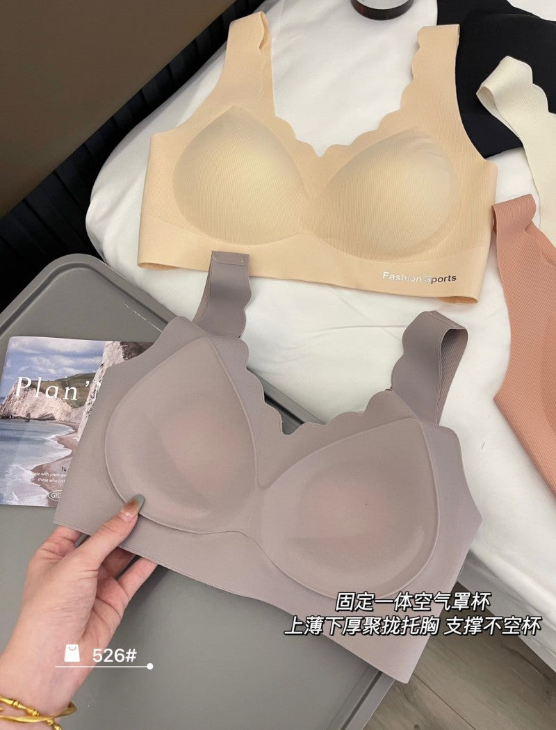 A /B / C Fixed Cup Seamless   Oversized Bra Thin Push Up  Women Underwear