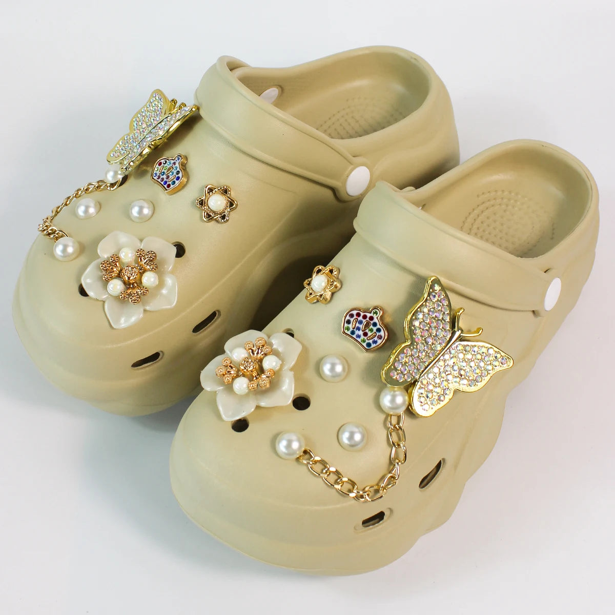 Women's DIY Silver Butterfly-Knot Clogs - Multi-Season Fashion Garden Shoes