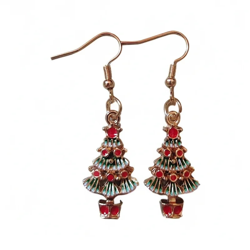 Fashionable Christmas Theme Earrings for Women - Happy Christmas Pendant Tree of Christmas Deer Father Design Mixed Style Jewelr