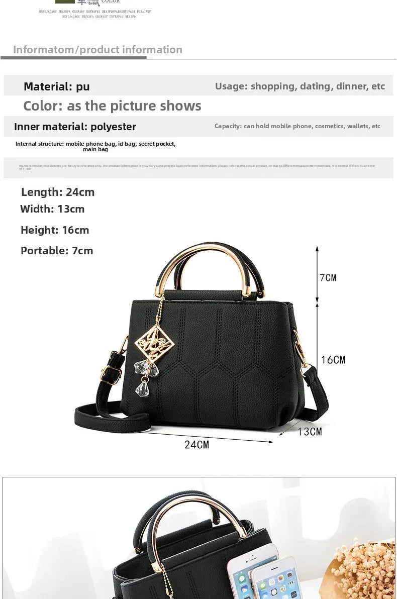 Trendy Women's Handbag Spring Summer New Style Korean Version Simple Small Square Bag Single Shoulder Bag Crossbody Bag