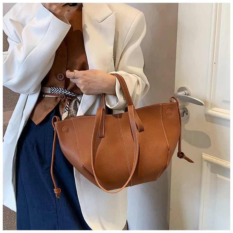 High Quality PU Tote Bags Fashion Solid Hasp Simple Versatile Sense of Luxury Shoulder and Handbags for Women 2024 New Style