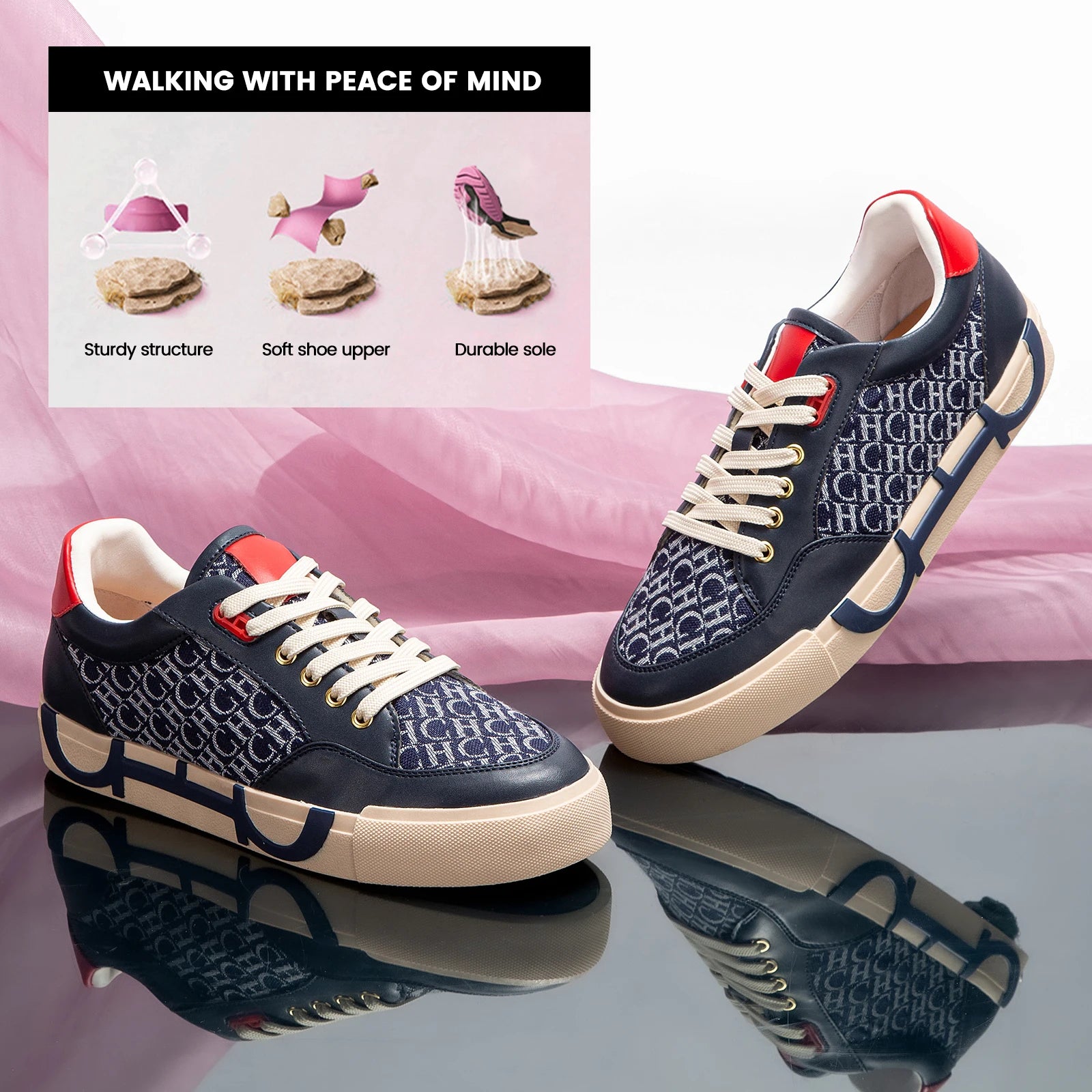 Women's Luxury Brand Letter Printed Sneakers - Breathable Woven Flat Shoes