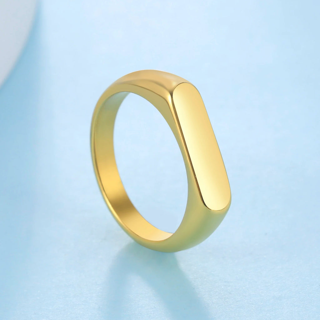 Skyrim Stainless Steel Signet Rings for Men Women Minimalist 5MM Wide Finger Rings 2025 Trend Wedding Couple Jewelry Gift Hot