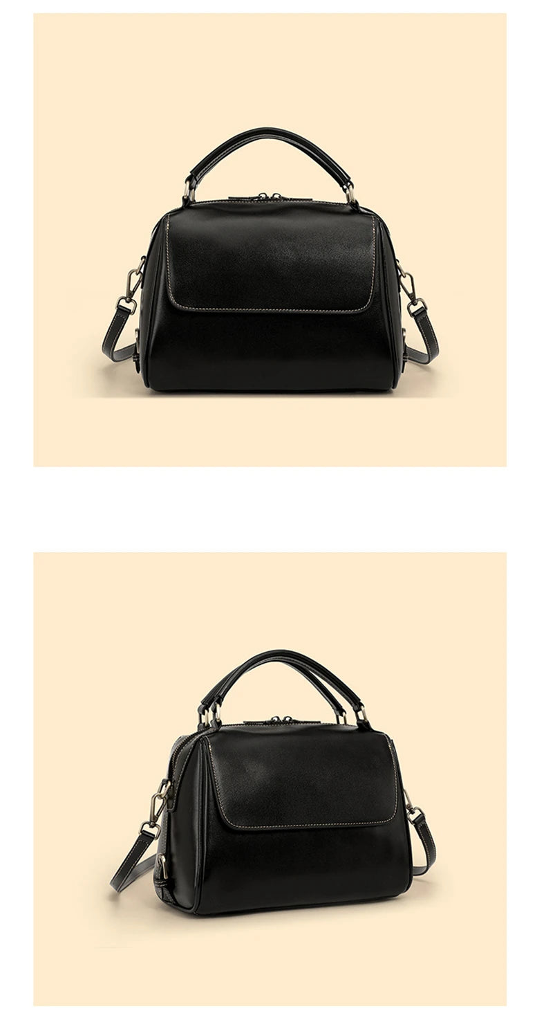 Toptrends 100% Genuine Leather Boston Shoulder Crossbody Bags For Women 2025 Luxury Designer Pillow Tote Satchel Ladies Handbags