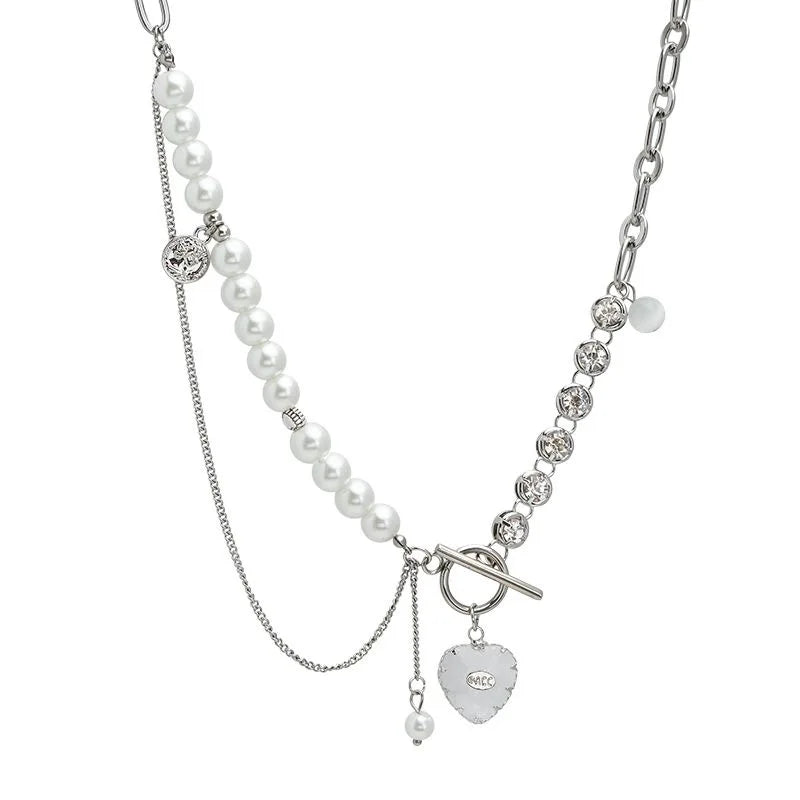 New luxury zircon necklace heart shaped tassel pearl necklace designer high end necklace birthday necklace