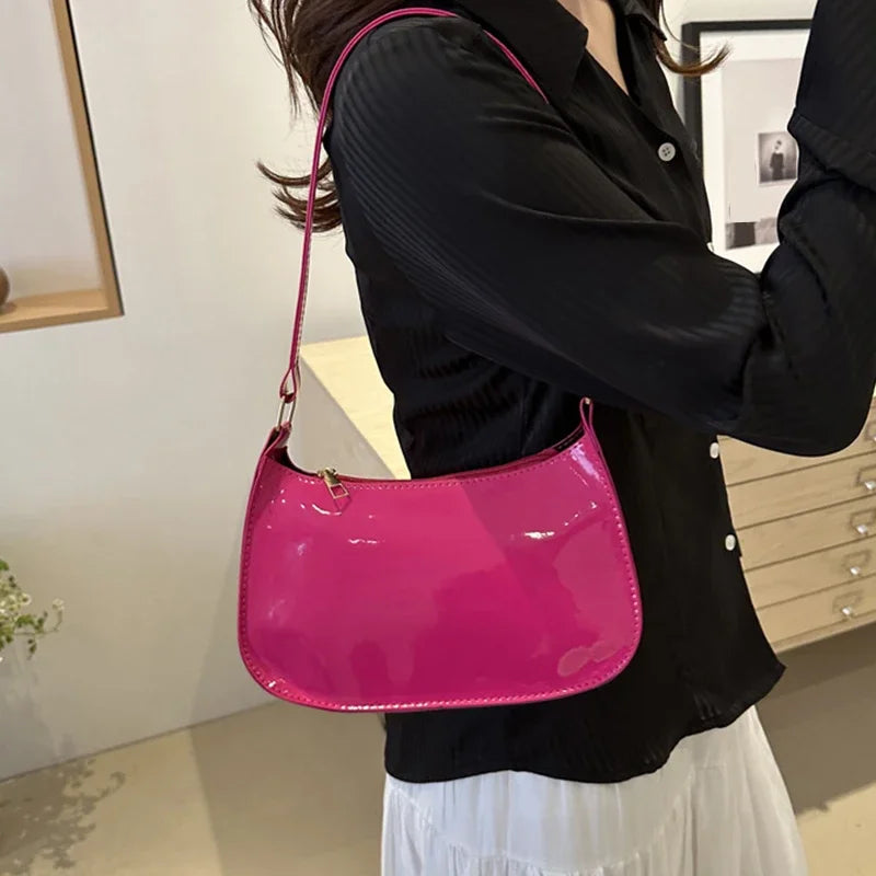 Retro Solid Color PU Leather Shoulder Underarm Bag Women's Fashion Handbags Casual Purses and Handbag Ladies Hand Bags