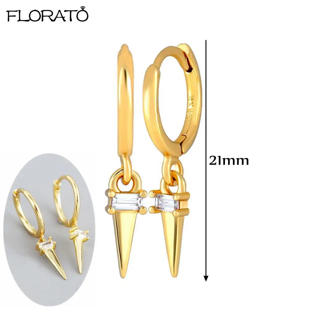 925 Sterling Silver Needle Punk Spike Rivet Hoop Earrings For Women Huggie Earrings Ear Cuff Piercing Earring Gothic Jewelry