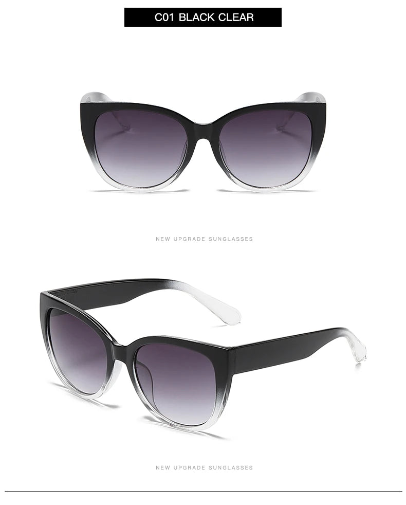 Retro Fashion Cat Eye Sunglasses - Simple Wide Leg Gradient UV400