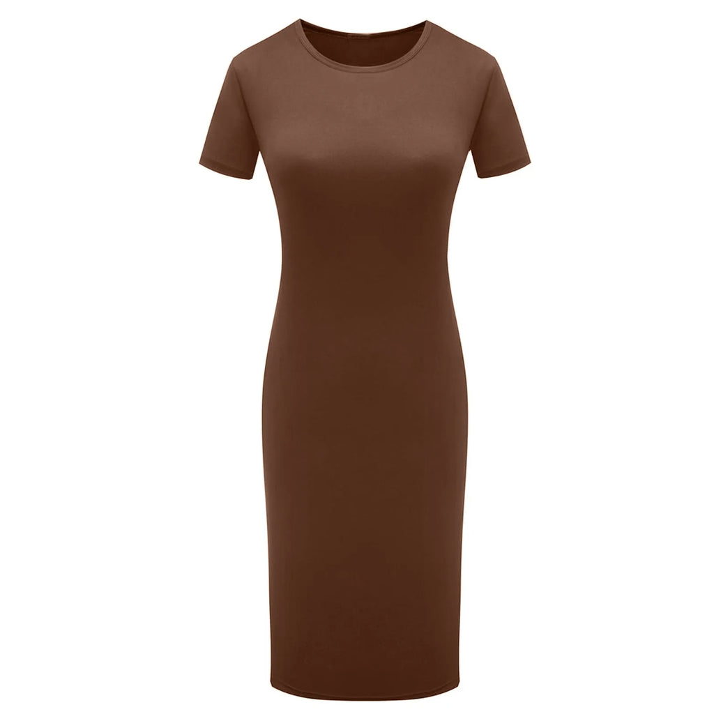 Summer Dress High Stretch Tank Robe Solid Short Sleeve Casual Slim Long Pencil Dress Women Sexy Maxi Dress Elegant Thin Vestido