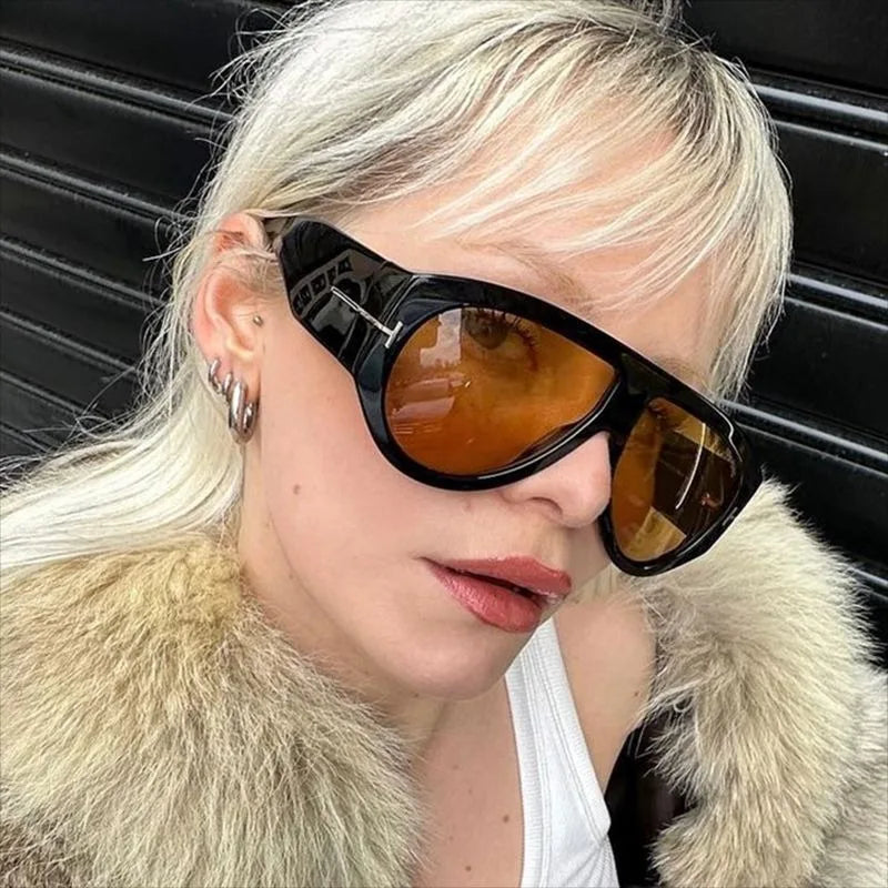 Vintage Oval Large Frame Sunglasses - Trendy Street Style UV400 Women