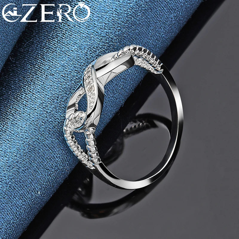 ALIZERO 925 Sterling Silver Zircon 8-Shape Ring for Women Wedding Rings Engagement Band Eternal Manifesto Jewelry Couple Gift