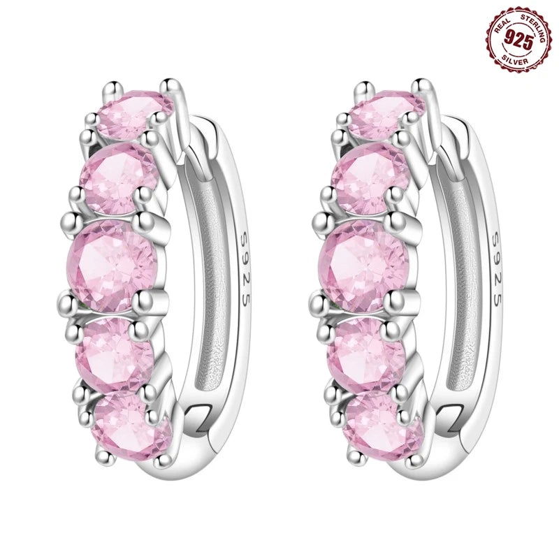 MISEFF Original 925 Sterling Silver Earrings 2025 Hoop Earring Crystal Earings For Women Simple Round Zircon Earing Jewelry