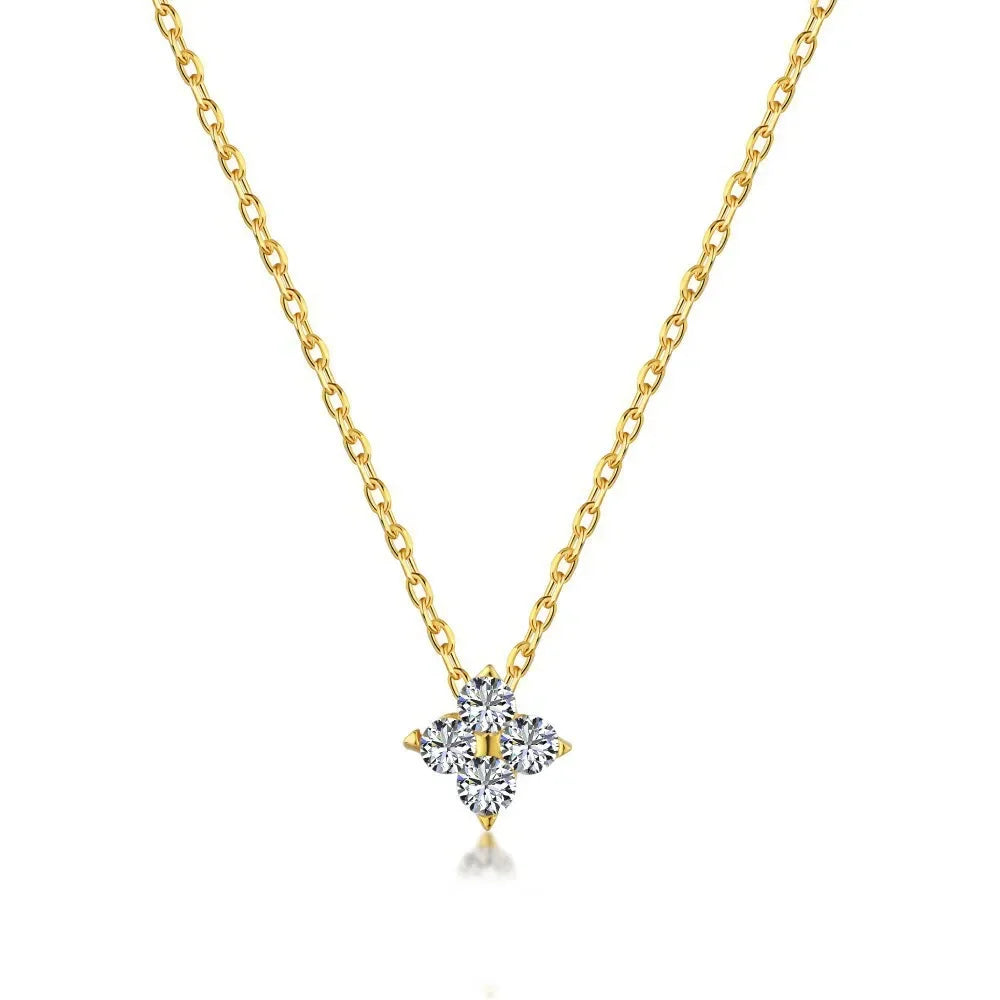18K Gold Four Leaf Clover Jewelry Set - Necklace Bracelet Earrings Women