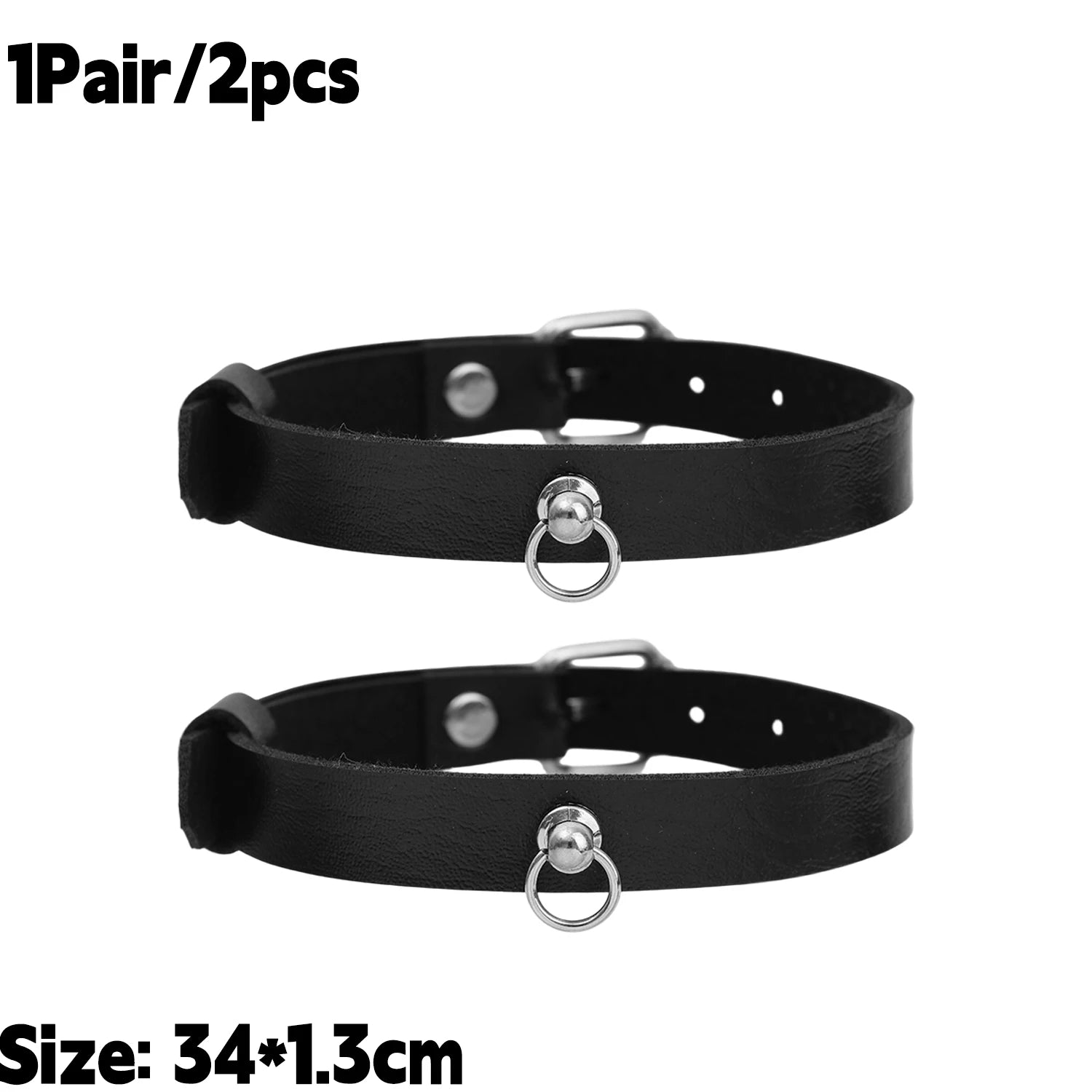 2pcs Ankle Belts Anklet Black O-Ring Ankle Punk Leather Necklace Feather Anklet Men Women Alloy Pendant Accessories Y2K Bracelet